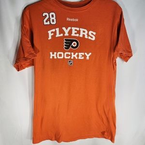 Reebok Orange & Black NHL Philadelphia Flyers Short Sleeve Tee Shirt Size Medium